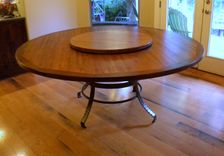 72" Diameter Dining Table From Reclaimed Boxcar Planks 3 small