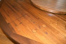 72" Diameter Dining Table From Reclaimed Boxcar Planks 4 small