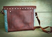 Bison Leather And Turquoise Skeleton Key Bag Or Purse. 3 small