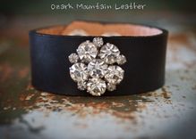 Vintage Brooch Leather Cuff 1 small