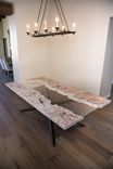 4x9ft French Mappa Burl Live Edge Glass Inlay River Dining Table 4 small