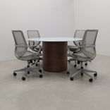 Modern Round Shape Custom Conference Table, Tempered Glass Top - Omaha Meeting Table 5 small