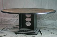 Industrial Reclaimed Wood Round Dining Table. Conference Table. Urban Style. Office Furniture. 3 small