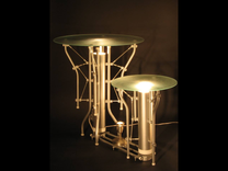 Custom Industrial Contemporary Eclectic Art Sculpture End Table Light 2 small