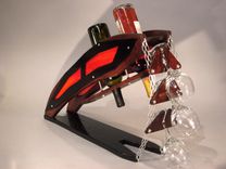 Custom Industrial Contemporary Sculpture Art Wine Glass Rack 3 small