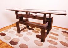 Custom Industrial Contemporary Eclectic Dining Coffee Table 3 small