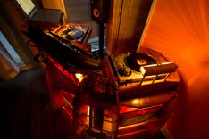 Custom Industrial Contemporary Eclectic Table Dj Stand Light 3 small