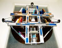 Custom Industrial Contemporary Eclectic Bookshelf Light Art Sculpture 5 small