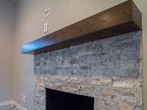 Cherry Modern Beam Fireplace Mantel. 5 small