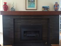 Cherry Modern Beam Fireplace Mantel. 2 small