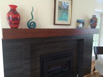 Cherry Modern Beam Fireplace Mantel. 3 small