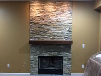 Walnut Modern Fireplace Mantel. Walnut Mantle. 6 small