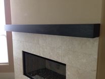 Cherry Modern Beam Fireplace Mantel. 2 small