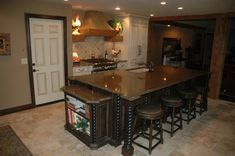 Rustic Island With French Country Painted Cabinets 1 small