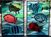 Stained Glass Windows Of Child's Art Work - One Fish, Two Fish 1 small