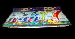 Pool Table Or Island Leaded Glass Chandelier 4 small