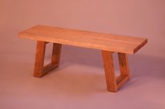 Modern Coffee Table Bench In Curly Maple & Cherry 1 small