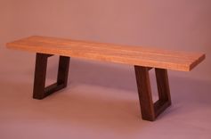 Modern Coffee Table Bench In Curly Maple & Walnut 1 small