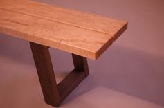 Modern Coffee Table Bench In Curly Maple & Walnut 3 small