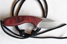 Skinner Knife - Cocobolo Wood Handle - Stainless Steel Blade - Black Leather Sheath 1 small