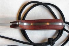 Skinner Knife - Cocobolo Wood Handle - Stainless Steel Blade - Black Leather Sheath 2 small