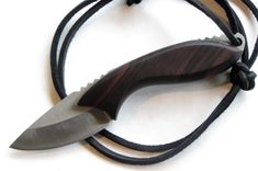 Skinner Blade Knife - Macassar Ebony Wood Handle - Stainless Steel Blade - Black Leather Sheath 1 small