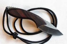Skinner Blade Knife - Macassar Ebony Wood Handle - Stainless Steel Blade - Black Leather Sheath 3 small