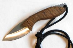 Skinner Knife - Bocote Wood Handle - Stainless Steel Blade - Black Leather Sheath 4 small