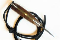 Skinner Knife - Bocote Wood Handle - Stainless Steel Blade - Black Leather Sheath 5 small