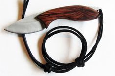 Skinner Knife - Cocobolo Wood Handle - Stainless Steel Blade - Black Leather Sheath 1 small