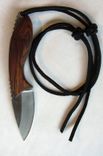 Skinner Knife - Cocobolo Wood Handle - Stainless Steel Blade - Black Leather Sheath 6 small