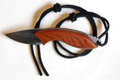 Skinner Knife - Cocobolo Wood Handle - Stainless Steel Blade - Black Leather Sheath 2 small