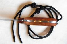 Skinner Knife - Cocobolo Wood Handle - Stainless Steel Blade - Black Leather Sheath 4 small