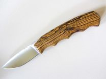 Custom Knife - Drop Point Hunter's - Stainless Steel Blade - Handmade Mexican Bocote Wood Handle 2 small