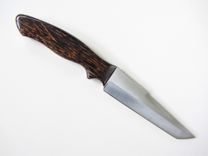 Custom Knife - Tanto Style - Stainless Steel Blade - Handmade Black Palm Wood Handle 2 small