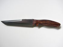 Custom Knife - Tanto Style - Stainless Steel Blade - Handmade Cocobolo Wood Handle 2 small