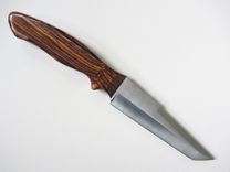 Custom Knife - Tanto Style - Stainless Steel Blade - Handmade Cocobolo Wood Handle 3 small
