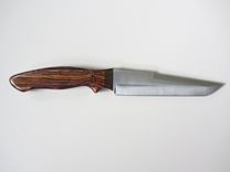 Custom Knife - Tanto Style - Stainless Steel Blade - Handmade Cocobolo Wood Handle 4 small
