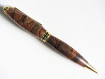 Wooden Writing Pen - Europen Style - Gold Ball Top Twist Pen - Ambrosia Maple 1 small