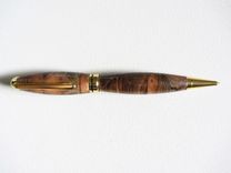 Wooden Writing Pen - Europen Style - Gold Ball Top Twist Pen - Ambrosia Maple 2 small