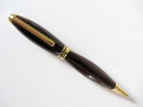 Wooden Writing Pen - Europen Style - Gold Ball Top Twist Pen- Macassar Ebony 1 small