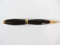 Wooden Writing Pen - Europen Style - Gold Ball Top Twist Pen- Macassar Ebony 4 small