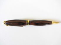 Wooden Writing Pen - Europen Style - Gold Ball Top Twist Pen- Macassar Ebony 2 small