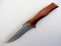 Spear Point Hunter's Knife - Stainless Steel Blade - Handmade Cocobolo Wood Handle 3 small