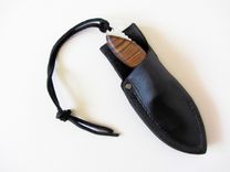 Skinner Knife - Bocote Wood Handle - Stainless Steel Blade - Black Leather Sheath 2 small