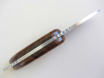 Skinner Knife - Bocote Wood Handle - Stainless Steel Blade - Black Leather Sheath 4 small