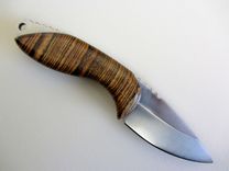 Skinner Knife - Bocote Wood Handle - Stainless Steel Blade - Black Leather Sheath 5 small