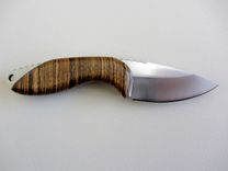Skinner Knife - Bocote Wood Handle - Stainless Steel Blade - Black Leather Sheath 6 small