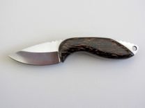 Skinner Knife - Black Palm Wood Handle - Stainless Steel Blade - Black Leather Sheath 2 small
