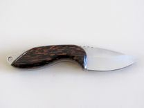 Skinner Knife - Black Palm Wood Handle - Stainless Steel Blade - Black Leather Sheath 4 small
